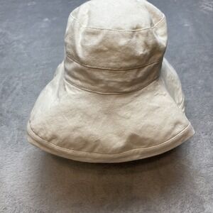 Tropical Trends Womens Linen Blend Sun Hat One Size White Wide Brim Packable